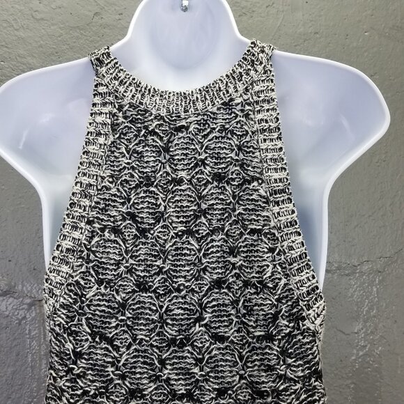 Moth Anthropologie Sweater Tank Womens S Debussy Marled Chunky Knit Black White - Picture 7 of 13
